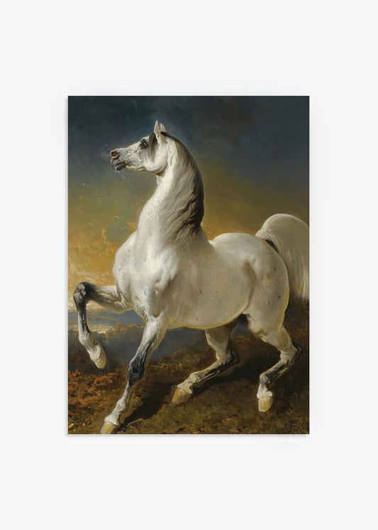 Alfred De Dreux Etalon Gris Effrayé Par L’orage Horses Print