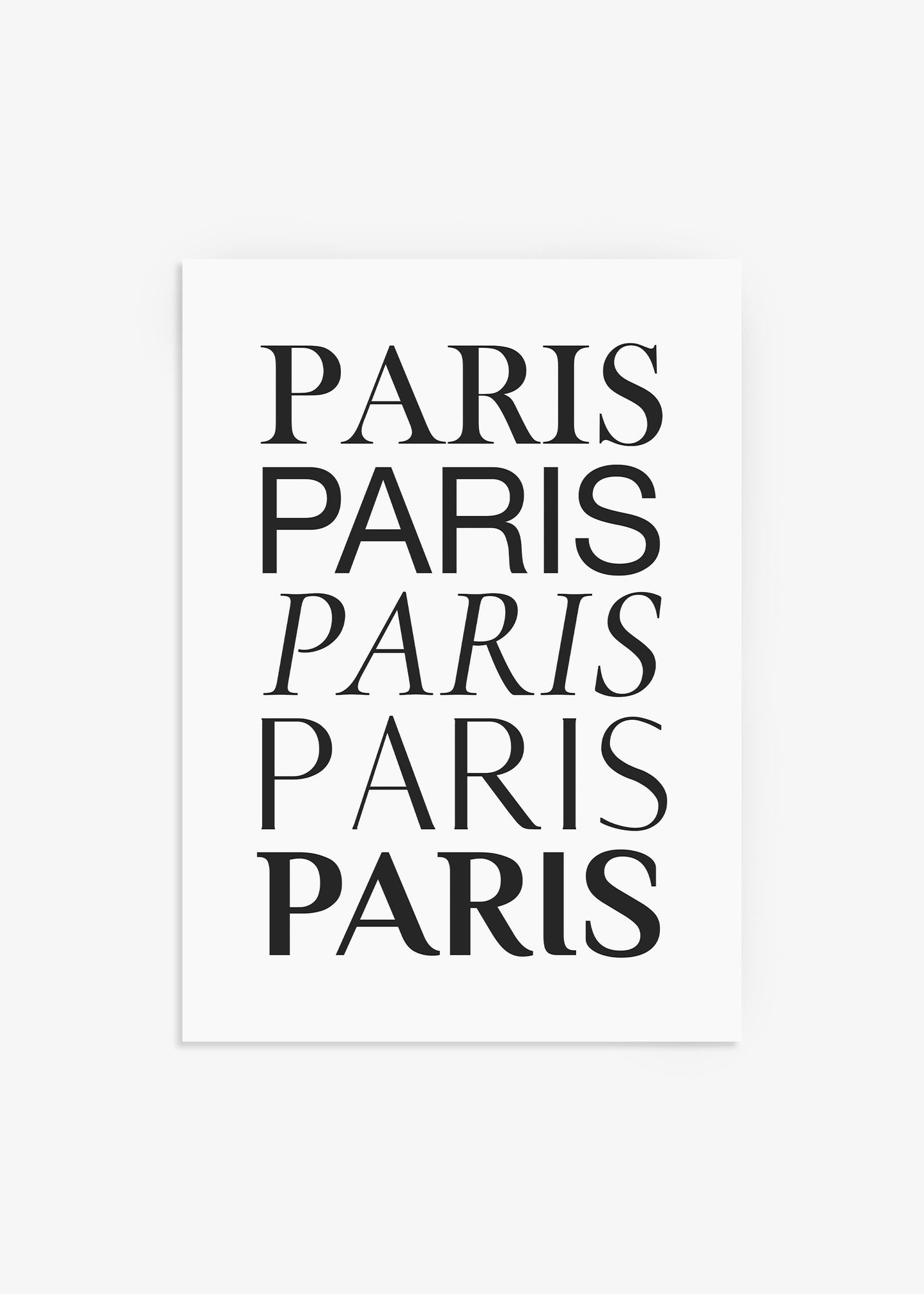 Paris in Typeface Poster