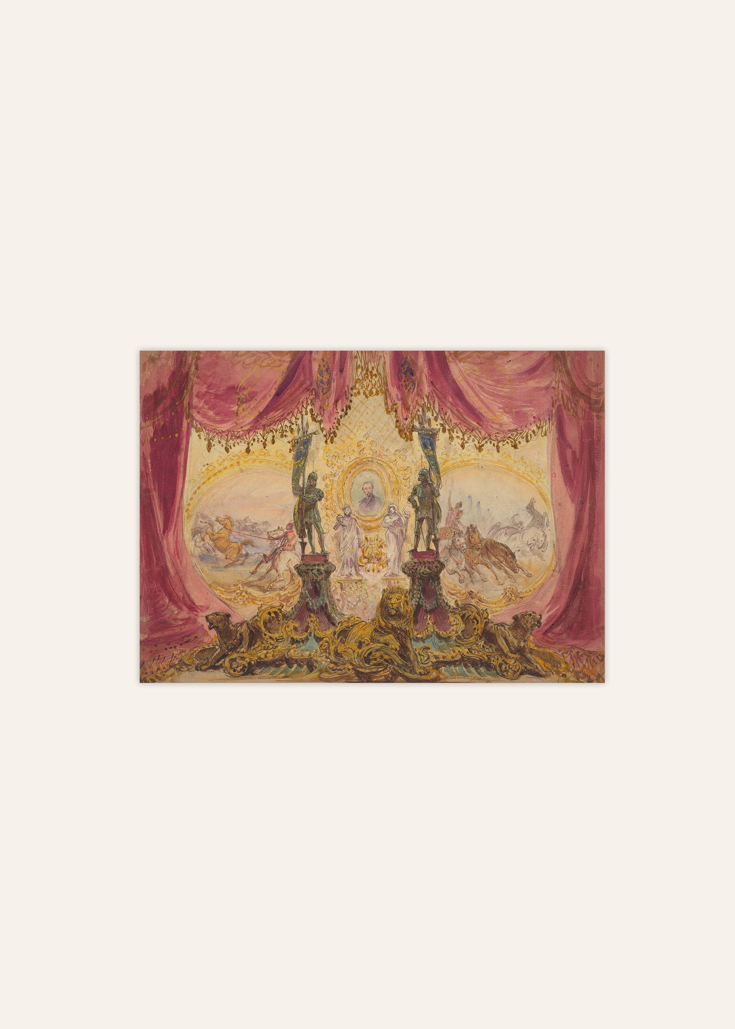 Robert Caney - Stage Set With Paintings And Statues Poster