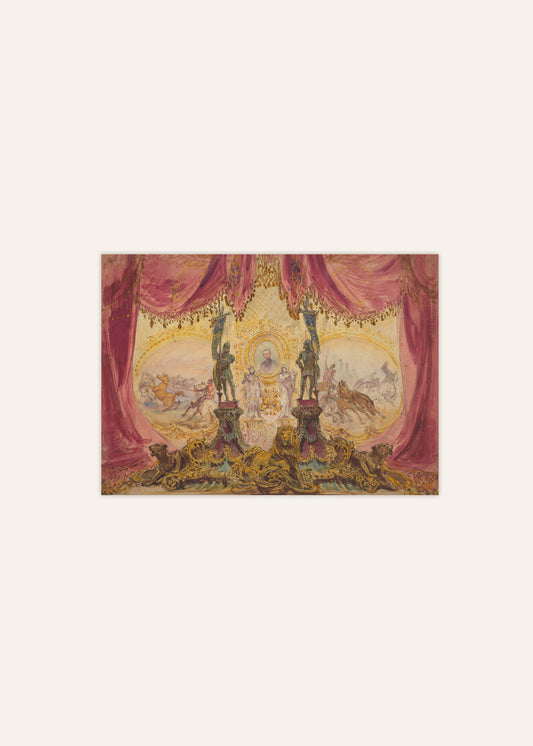 Stage Set With Paintings And Statues Poster