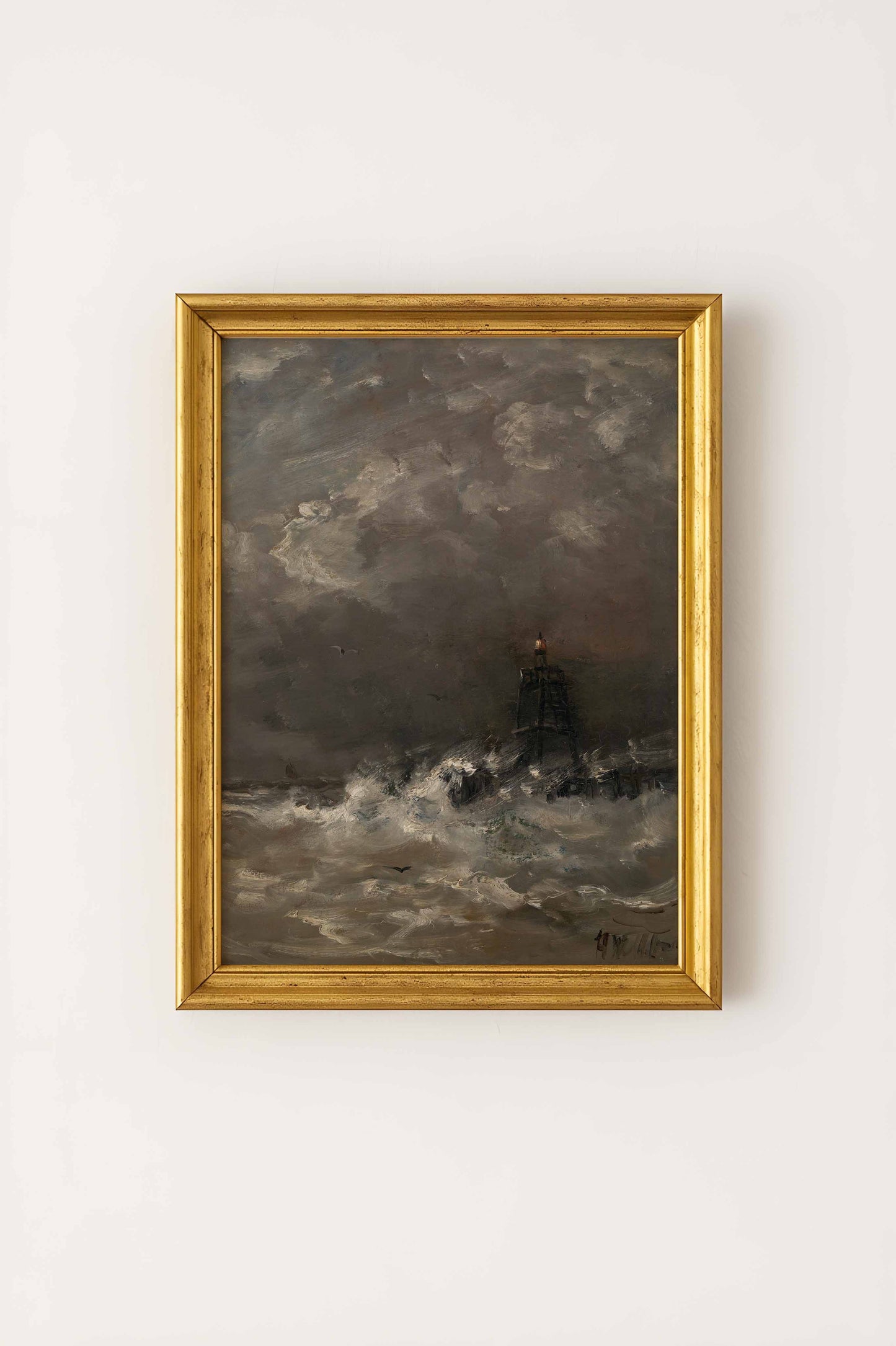 Lighthouse Breaking Waves Poster