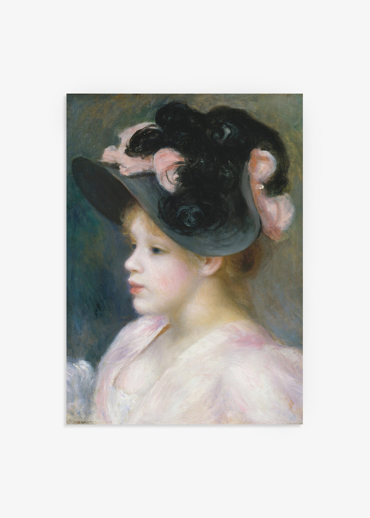 Young Girl in a Pink and Black Hat Print