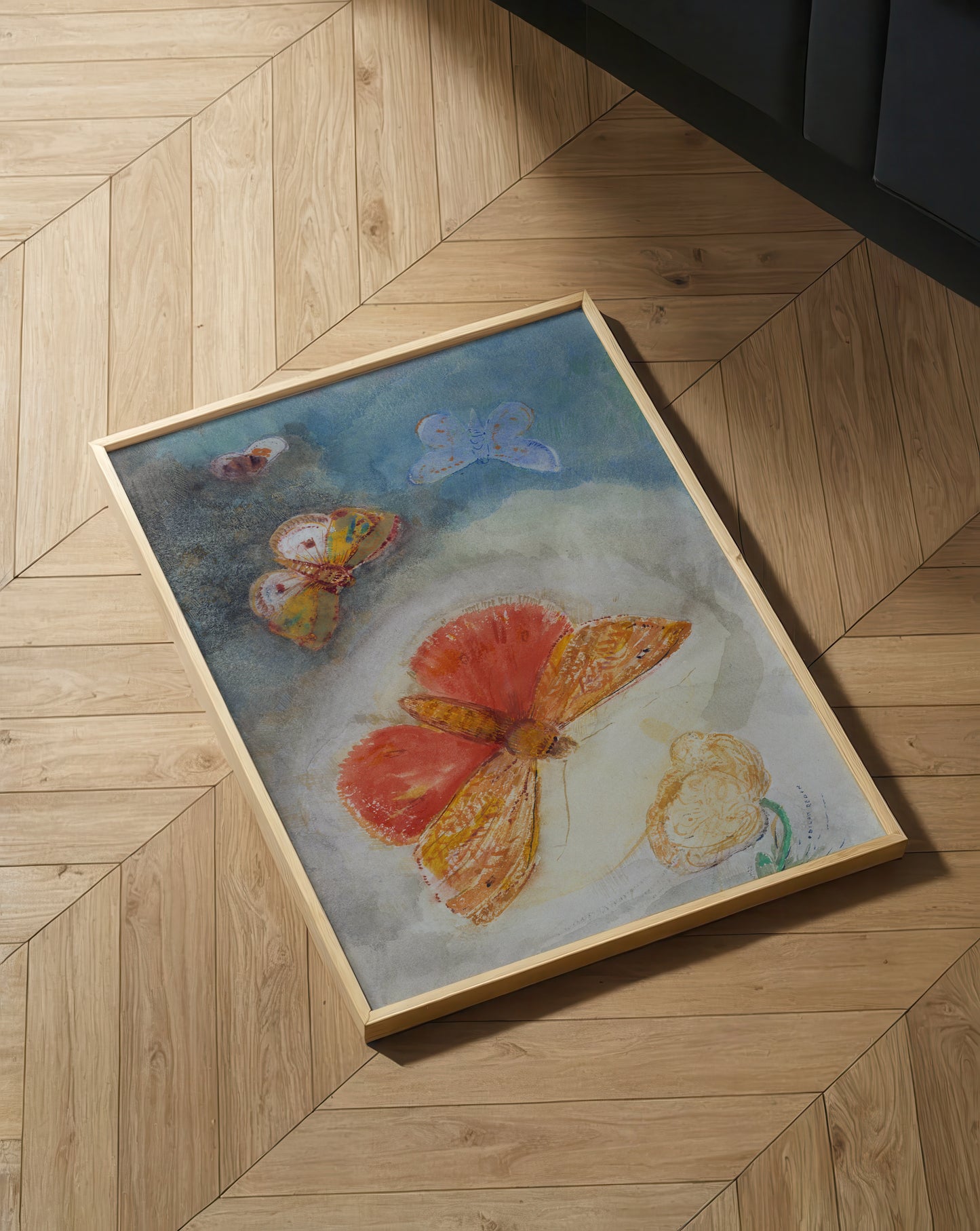 Papillons et Fleur Poster