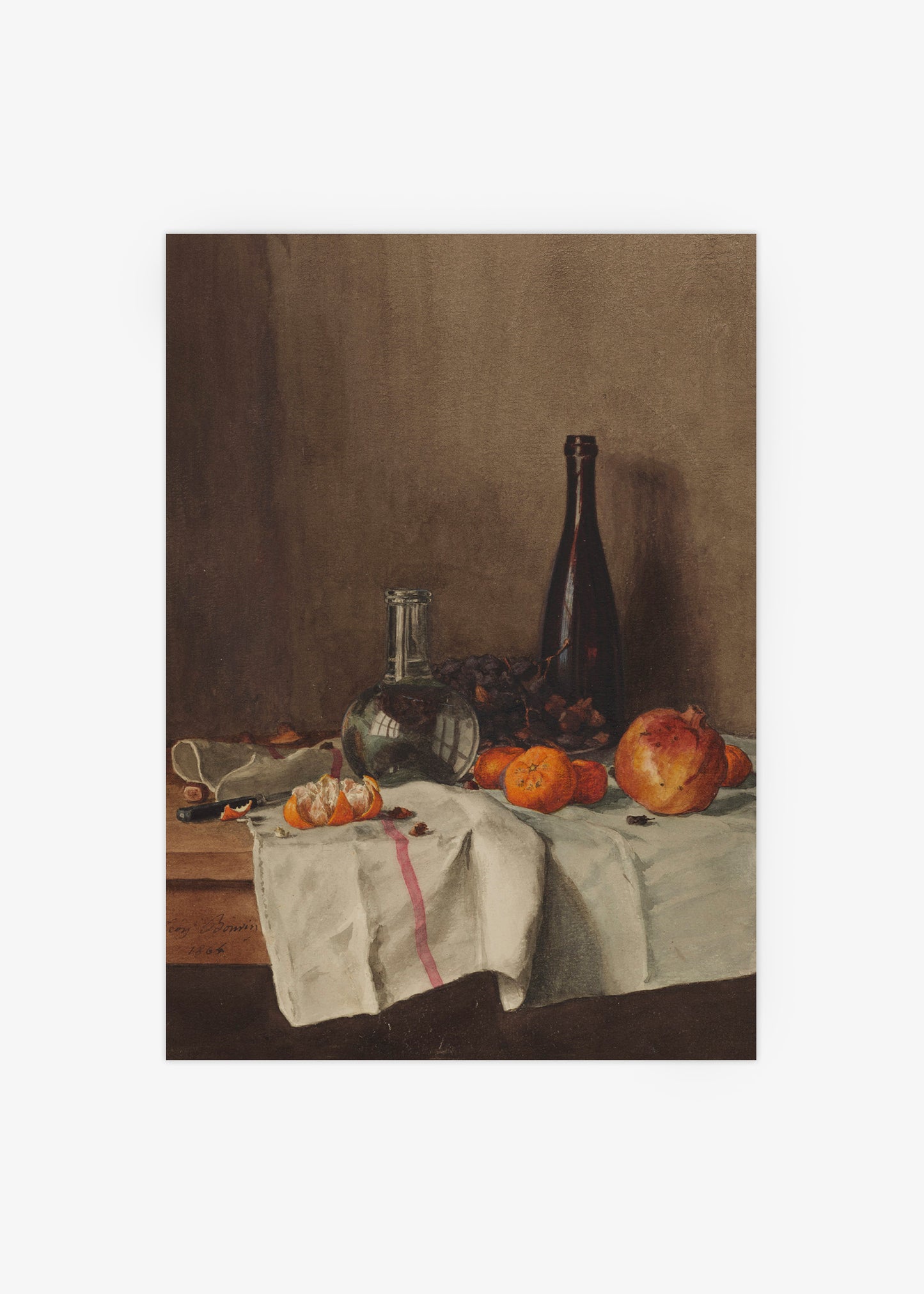 Still Life with Pomegranate (1864) by Léon Bonvin Poster