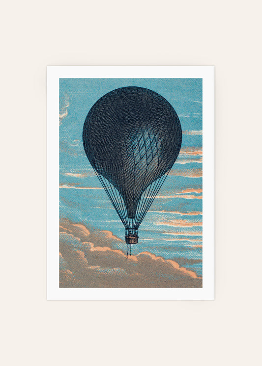 Hot air balloon in the sky with clouds Poster