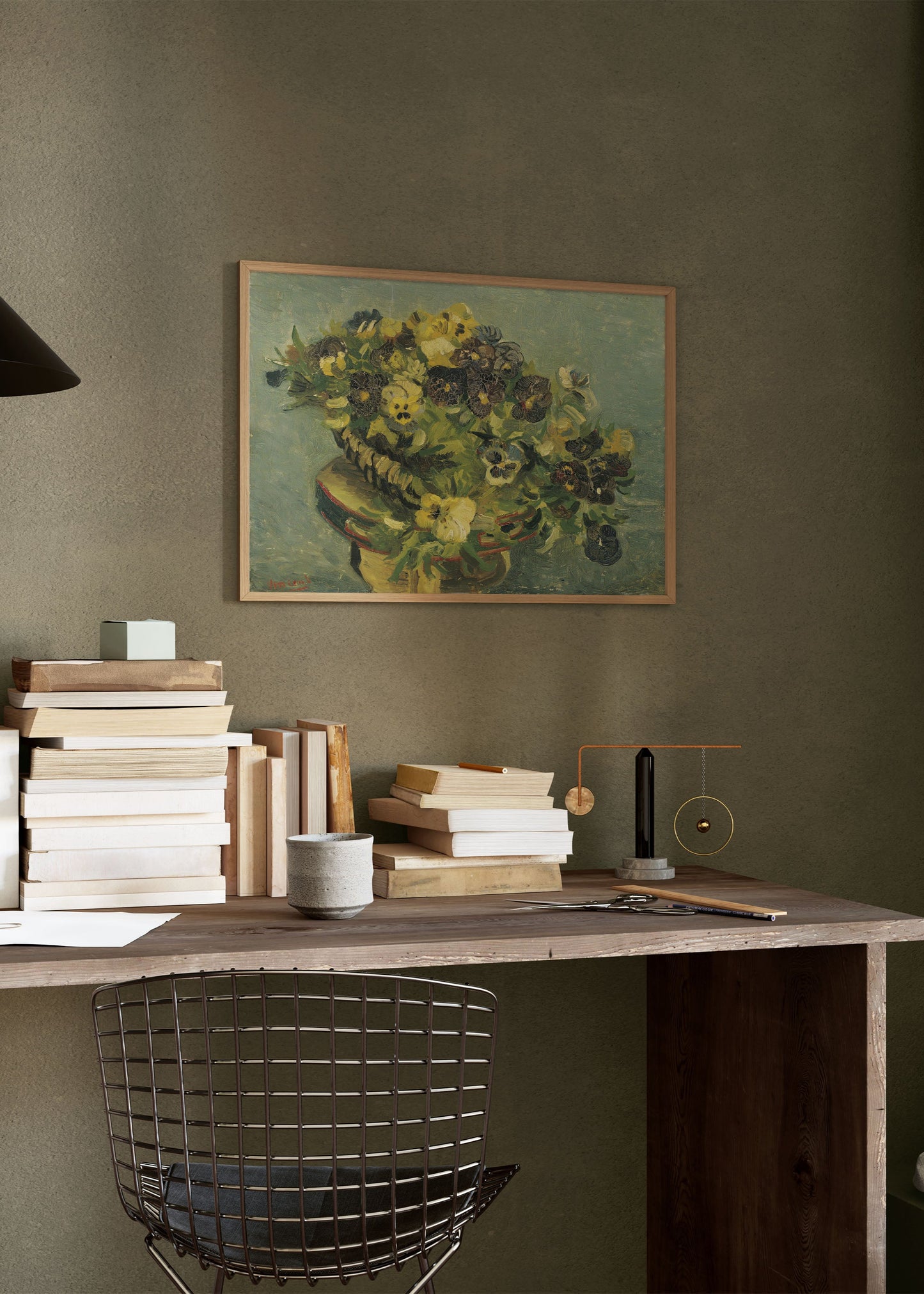 Basket of pansies on a small table 
Vincent van Gogh