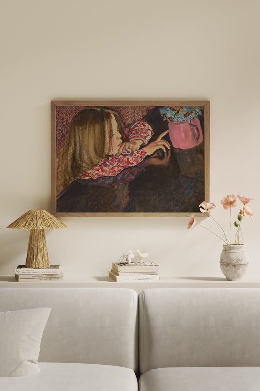 Girl With a Vase of Flowers Poster