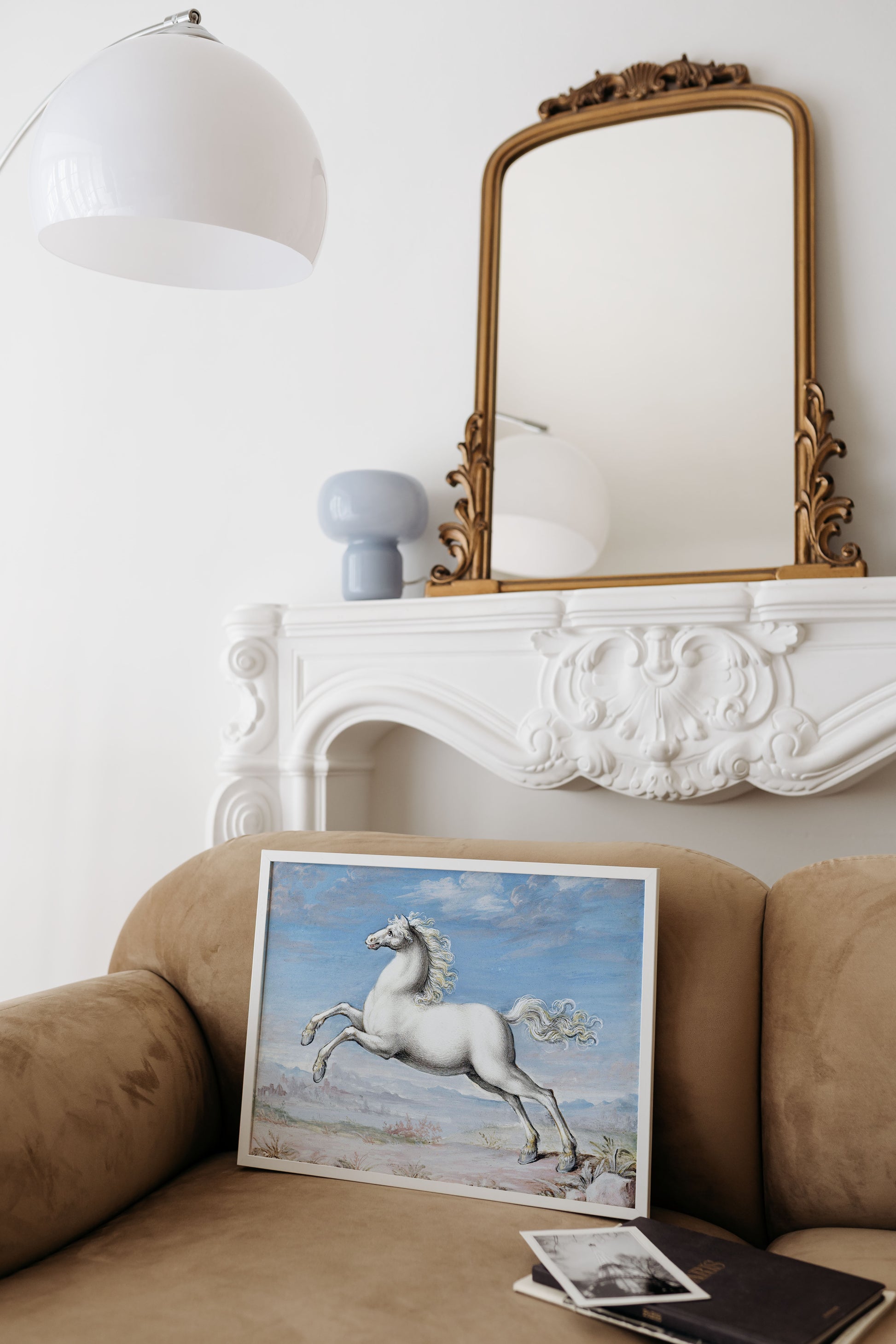 Running White Horse Poster