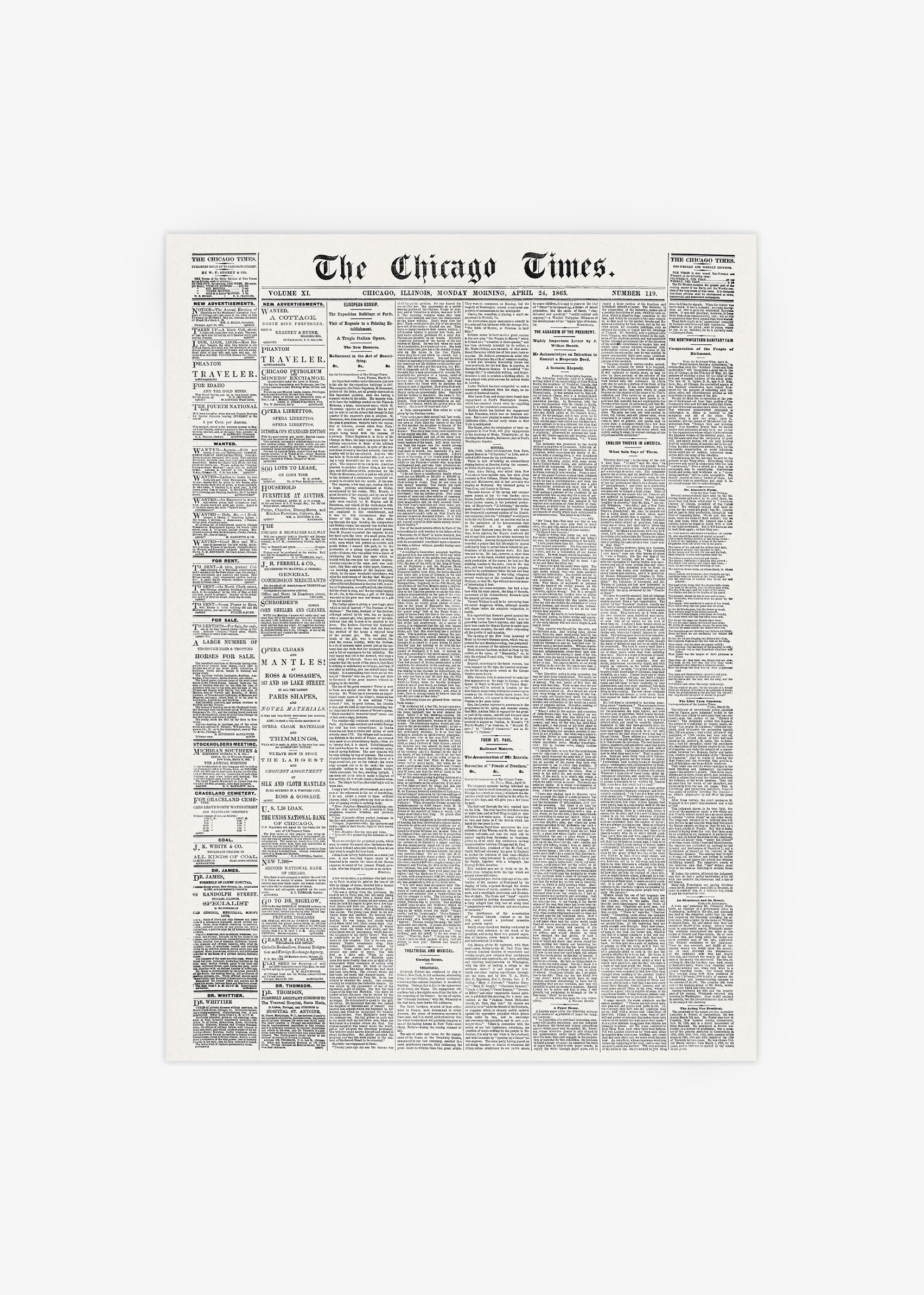 The Chicago Times Newspaper Poster