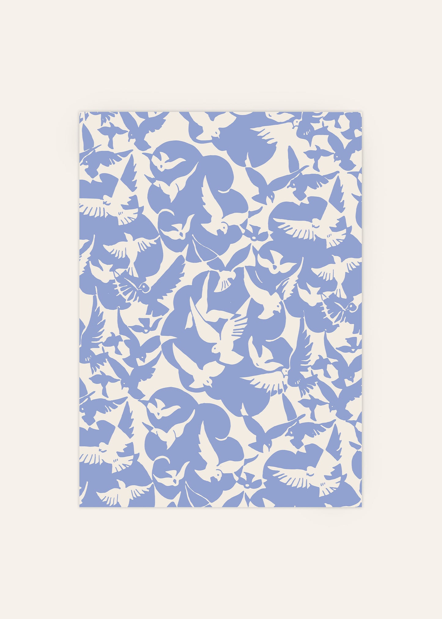 Blue Birds Pattern Print