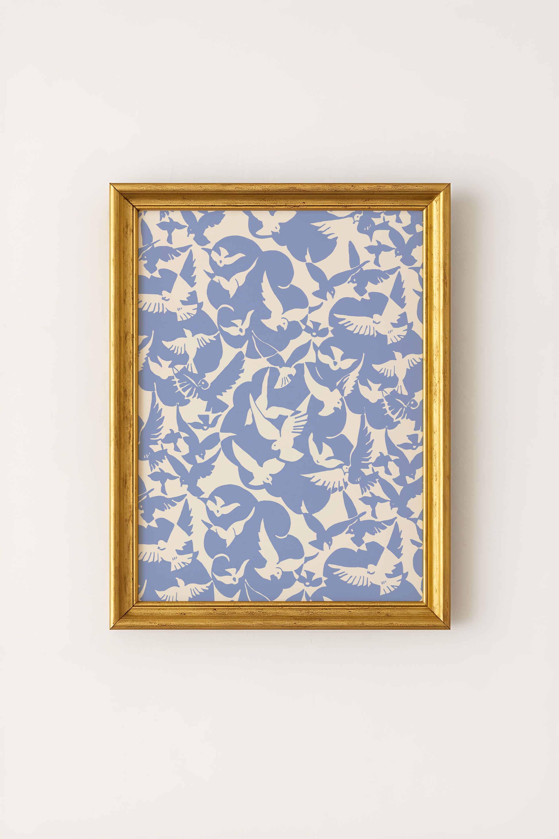 Blue Birds Pattern Print
