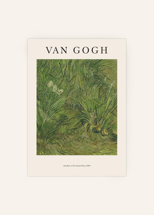 Van Gogh Garden with Butterflies Poster
