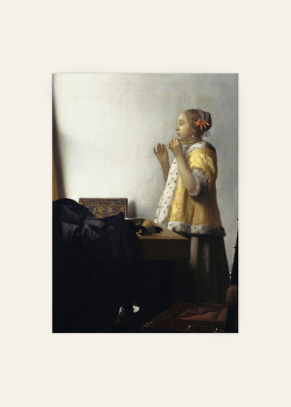 Johannes Vermeer - Young Woman with a Pearl Necklace Print