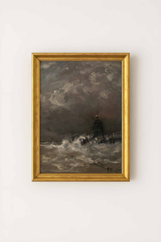 Lighthouse Breaking Waves Poster