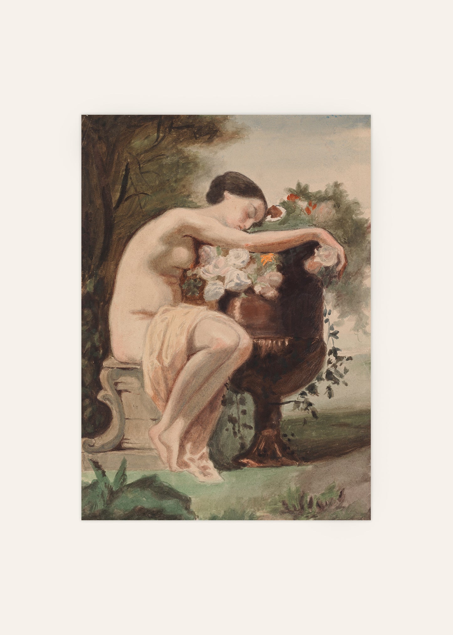 Nymph By Flowers Poster