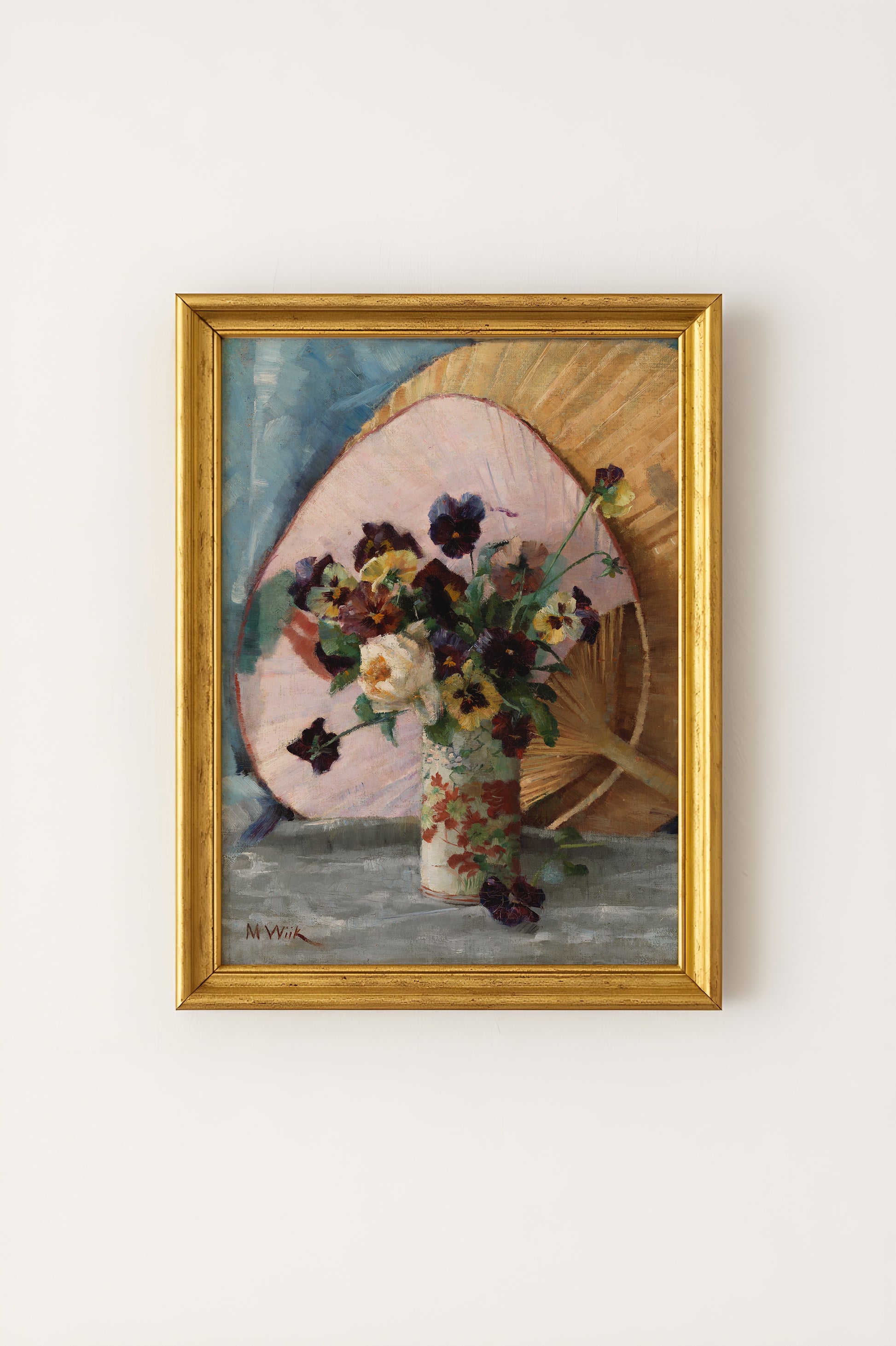 Maria Wiik - Study of Pansies and a Japanese Fan Poster