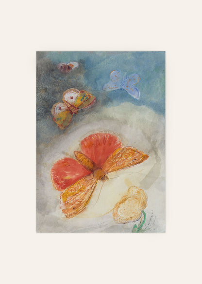 Odilon Redon - Papillons et Fleur Poster