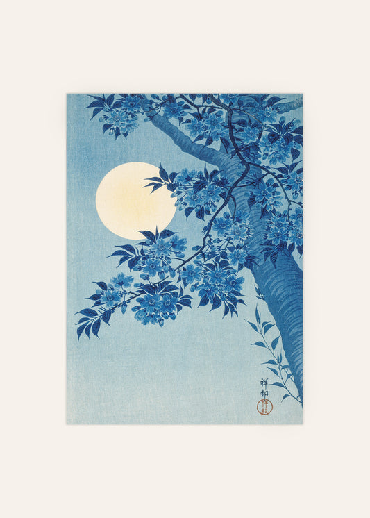 Ohara Koson Blossoming Cherry on a Moonlit Night Print