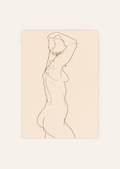 Standing Nude Poster by Egon Schiele