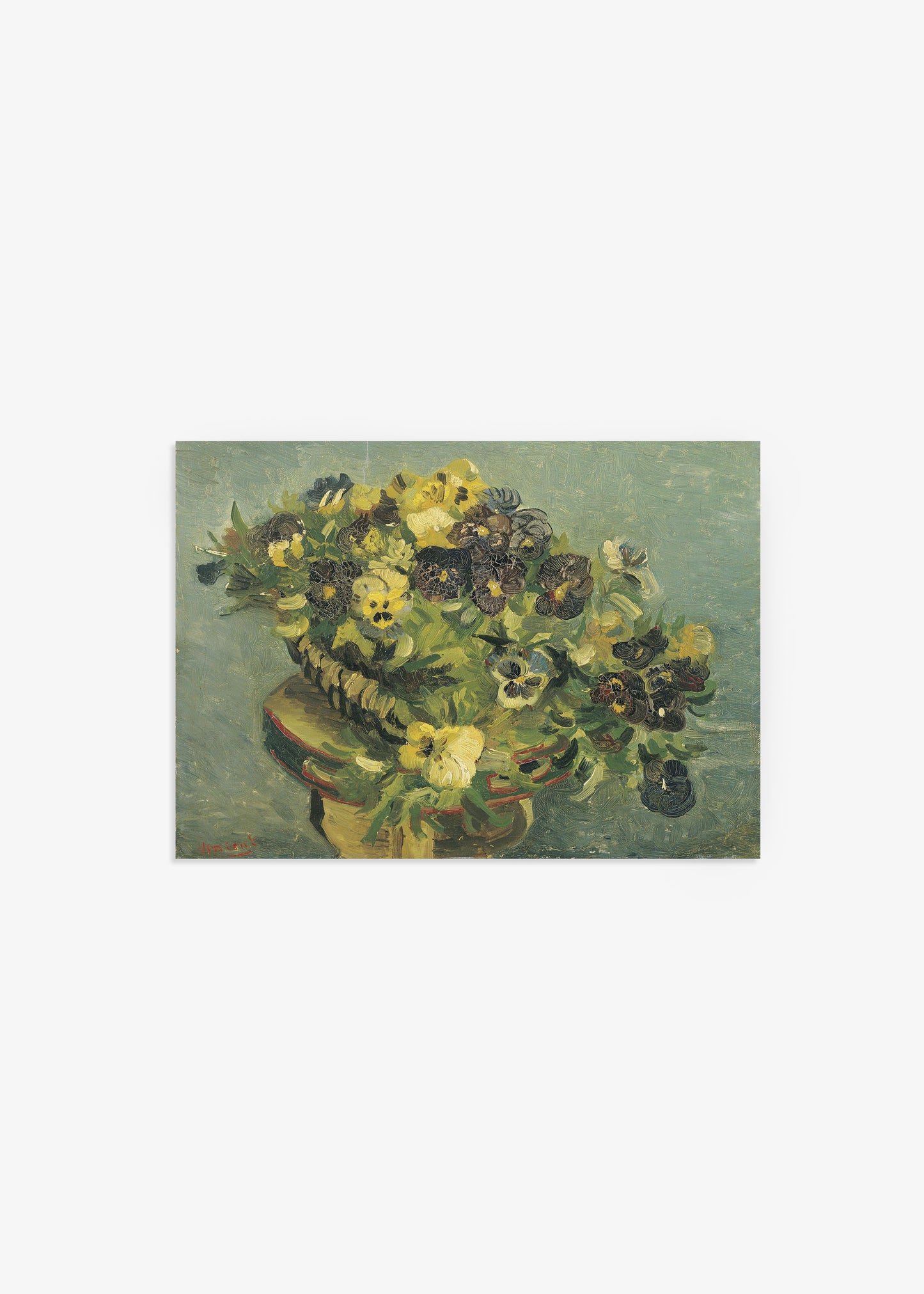 Basket of pansies on a small table 
Vincent van Gogh