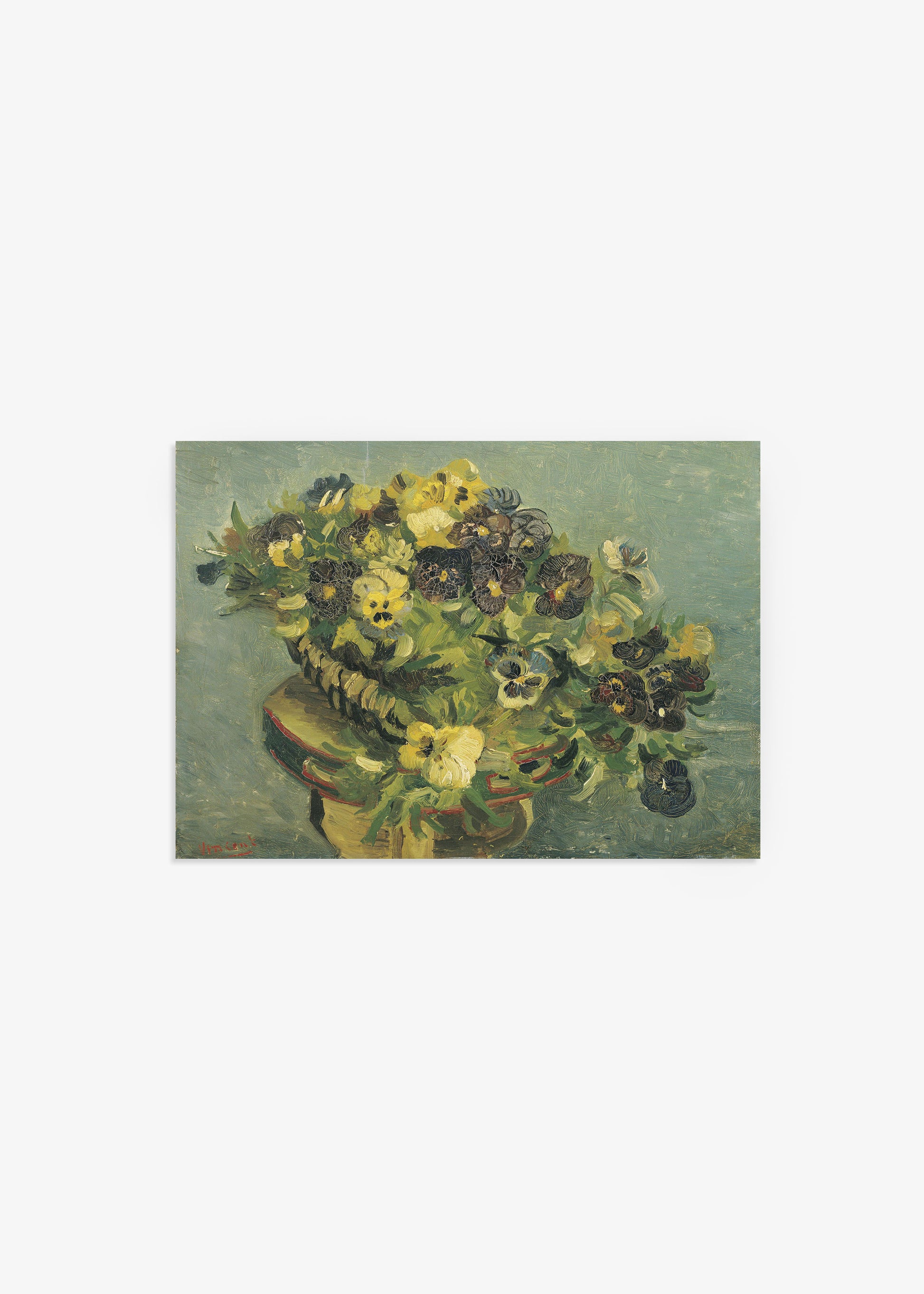 Basket of pansies on a small table 
Vincent van Gogh