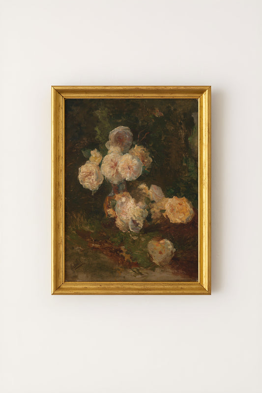 White and Yellow Roses Poster