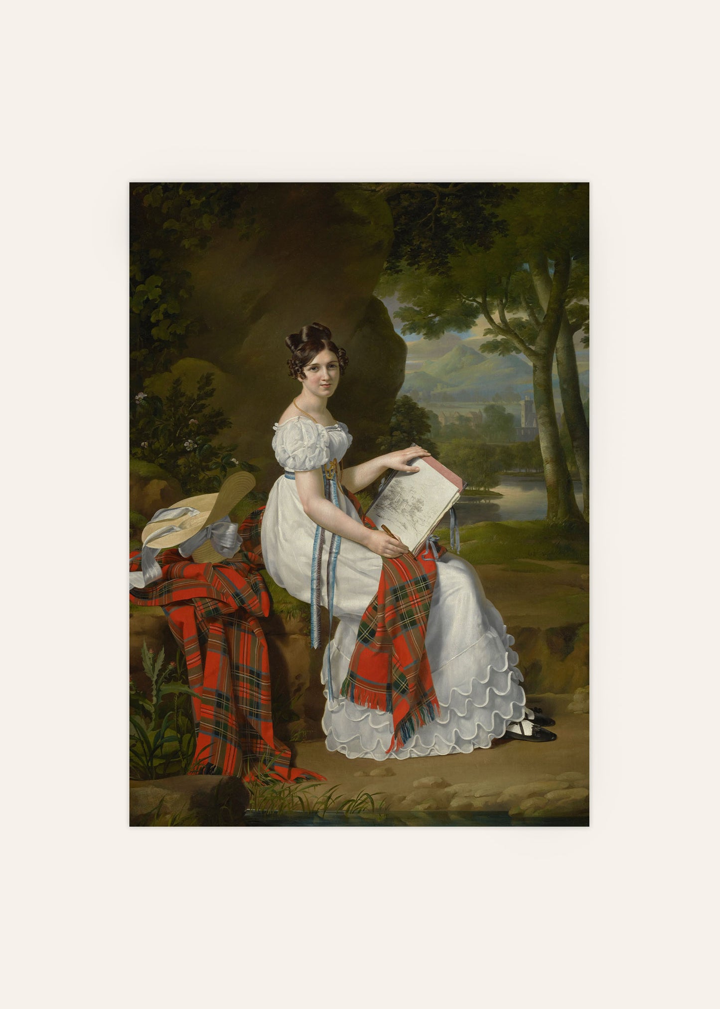 Woman Sketching a Landscape Poster